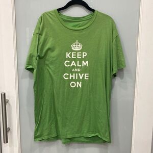 Men's Lime Green Chive Keep Calm Chive On Graphic Short Sleeve T-Shirt  Sz L